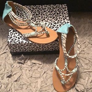 Qupid Flat Ankle Wrap Criss Cross Sandals
